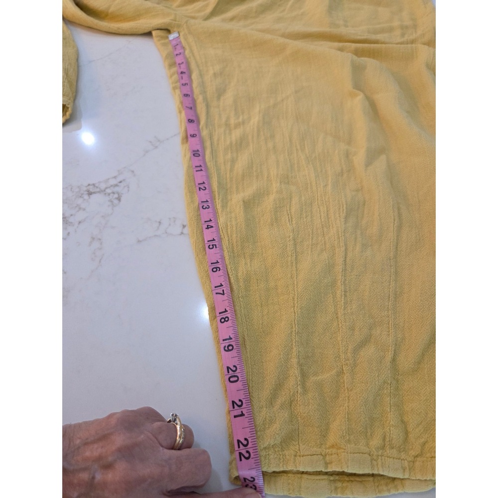 Oh My Gauze! Tapered Pants Size 3 Yellow Cotton Elastic Waist Lagenlook Boho - Picture 7 of 10